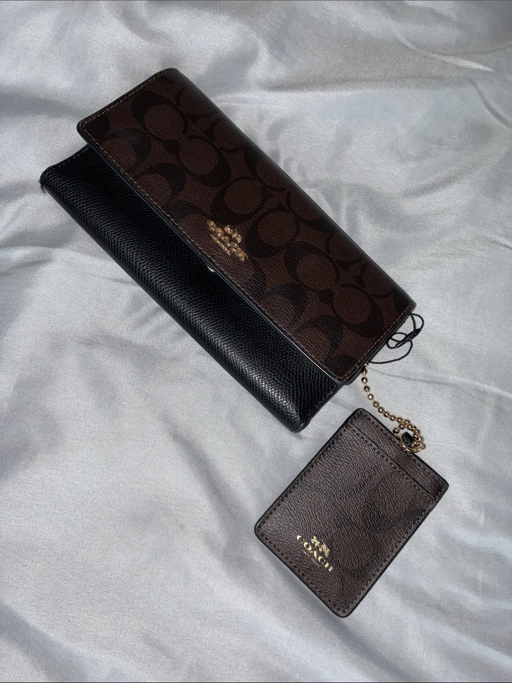 Coach Signature Brown and Black Continental Wallet with Card Holder